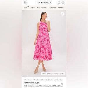 HYACINTH HOUSE Pink Textured Floral One Shoulder Sybil Maxi Dress.small